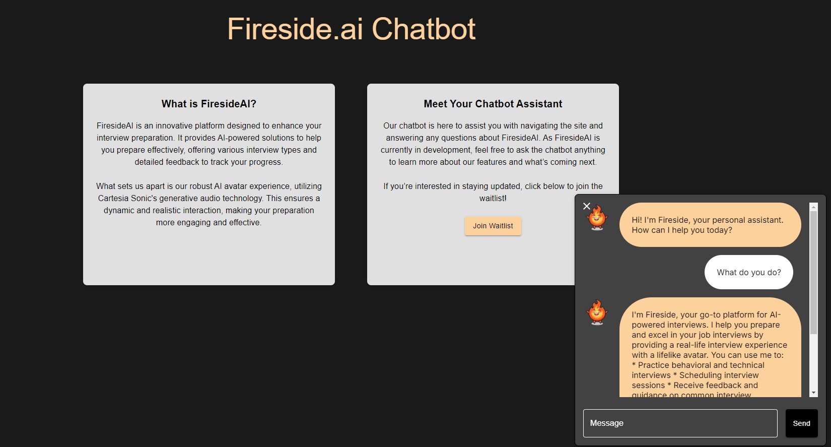 Fireside AI Chatbot